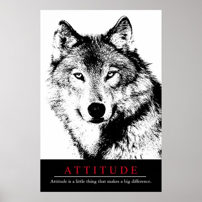 Attitude Black White inspirational Varg Poster (Framsidan)