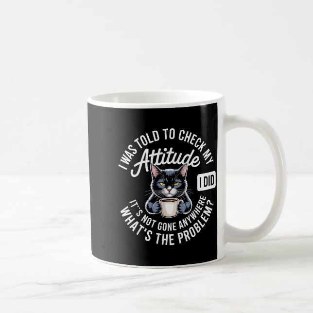 Attitude Check Cat Design With Coffee And Playful  Kaffemugg (Höger)