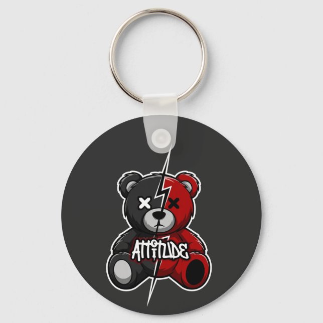 Attitude Split Bear | Lightning X-Eyes Teddy Graph Nyckelring (Framsida)