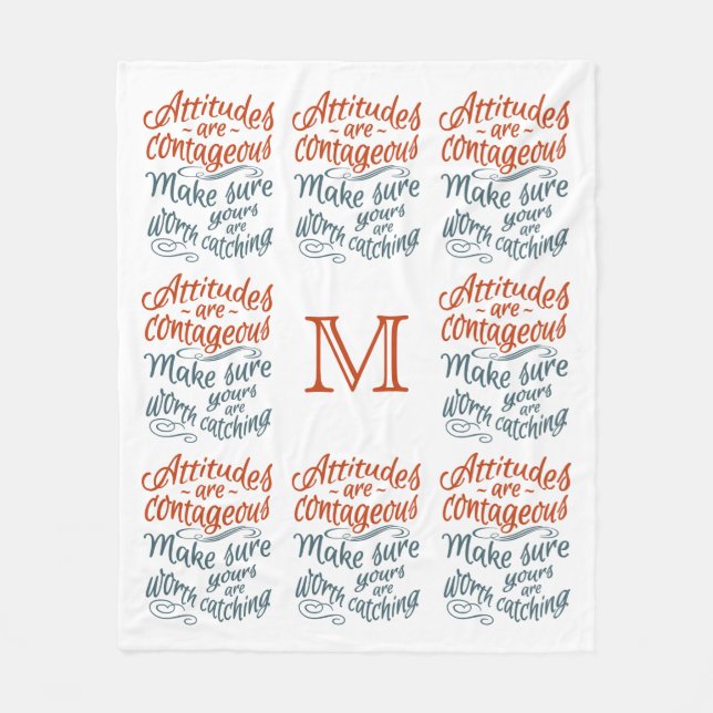 ATTITUDES anpassningsbar monogram fleece filt (Framsidan)