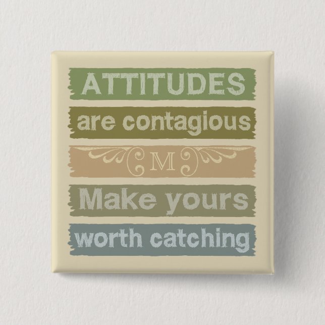 ATTITUDES anpassningsbar monogram - motiveringskna Knapp (Framsida)
