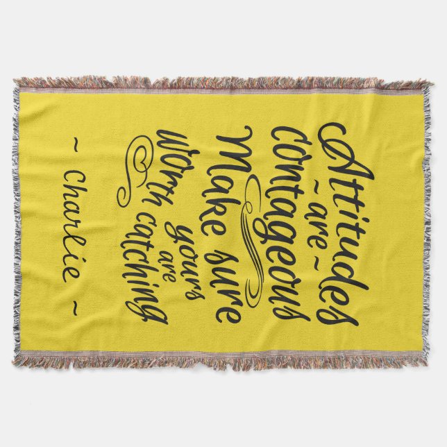 ATTITUDES anpassningsbar monogram och färg-täckfil Filt (Framsidan)