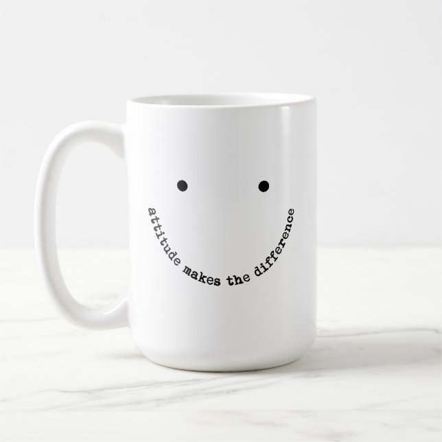 Attityd gör skillnaden Glad smiley-ansikte Positiv Kaffemugg (Vänster)