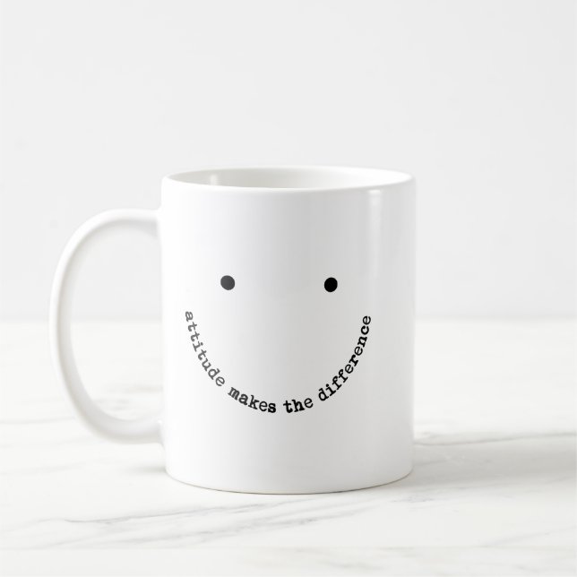 Attityd gör skillnaden Glad smiley-ansikte Positiv Kaffemugg (Vänster)