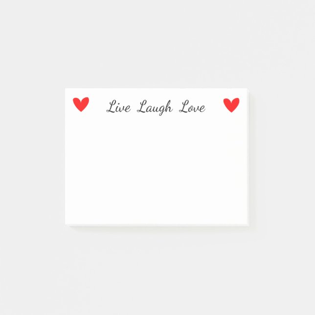 Attityd live Laugh Kärlek Red Heart Motivation Post-it Block (Framsida)