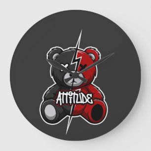 Attityd Split Bear Blixt X-Eyes Teddy Graf Stor Klocka