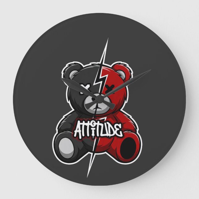 Attityd Split Bear | Blixt X-Eyes Teddy Graf Stor Klocka (Framsida)