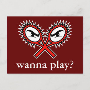 Attityd tennis-vykort - Wanna-play? Vykort