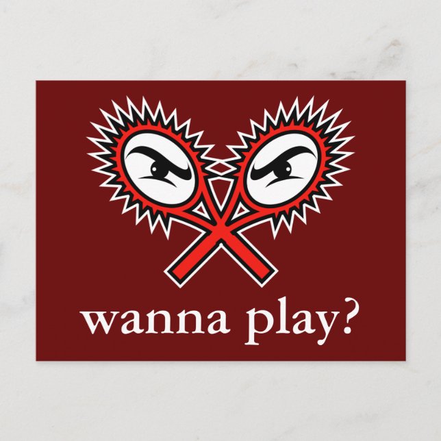 Attityd tennis-vykort - Wanna-play? Vykort (Framsida)