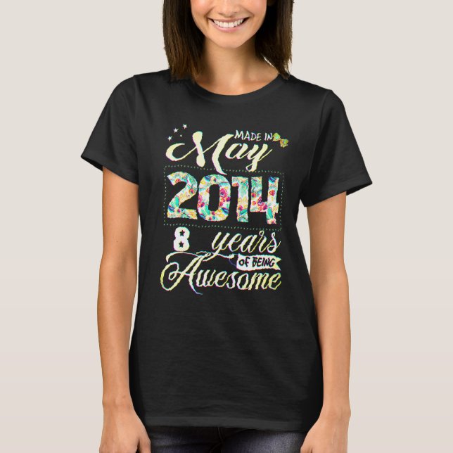 Åttonde Blommigten för kvinnor födda i maj 2014 T Shirt (Framsida)