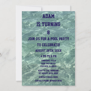 Åttonde födelsedag Åttonde Bassäng-Party-Beach Vat Inbjudningar