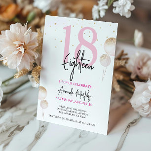 Åttonde födelsedag Inbjudan till Rosa Guld Glitter