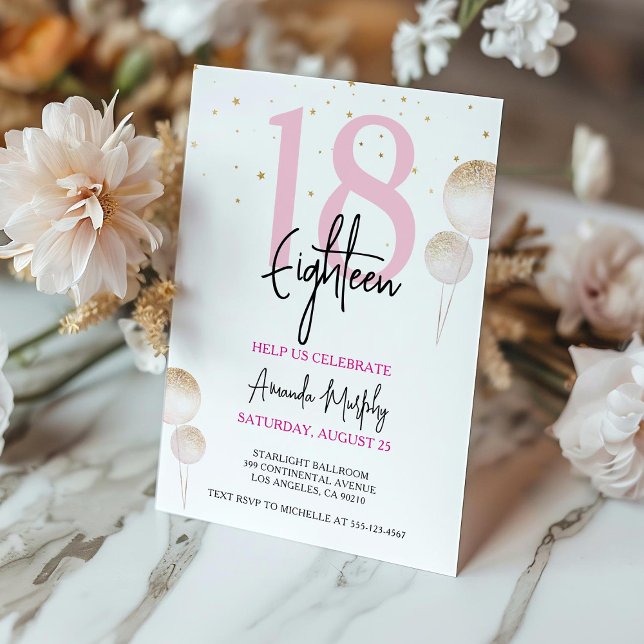 Åttonde födelsedag Inbjudan till Rosa Guld Glitter (Skapare uppladdad)