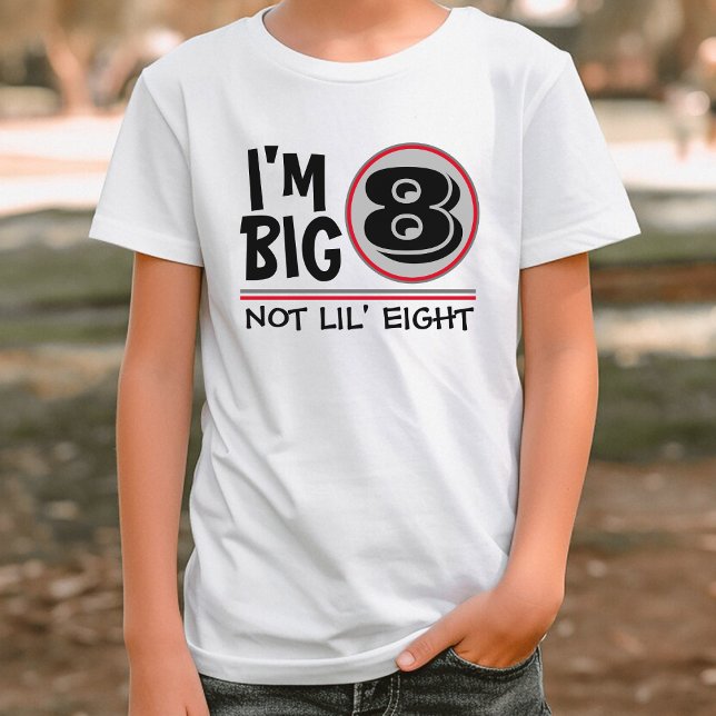 Åttonde födelsedagen är jag 8,8 inte åtta röda Grå T Shirt (funny eight birthday kids white t-shirt)