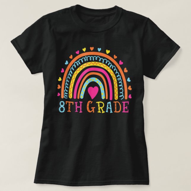 Åttonde Klass-läraren Leopard Rainbow 8th Klass Te T Shirt (Design framsida)