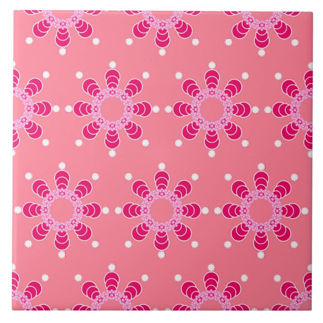Åttonde punkten Mandala, korallets Rosa och Magent Kakelplatta (Framsidan)