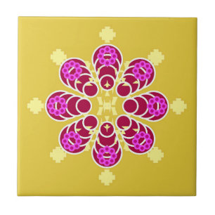 Åttonde punkten Mandala, Mustard Guld och Lila Kakelplatta