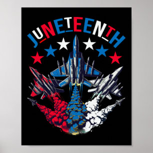 Åttonde Rött vitt blått Flagga Färg Fighter Jet Poster