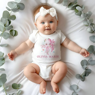 Åttondearms Blårosa Akvarell Flickig Bebis Baby Sh T Shirt