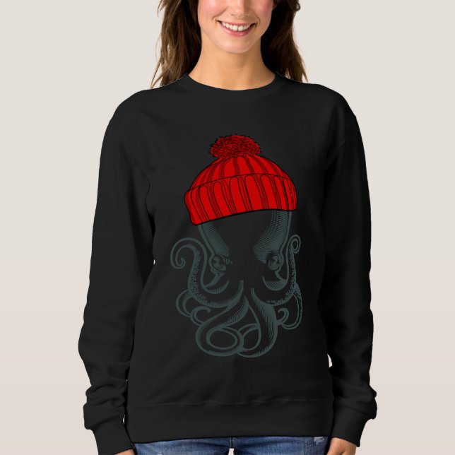 Åttondearmsbläckfisk som bär en stickad mössa Graf T Shirt (Framsida)