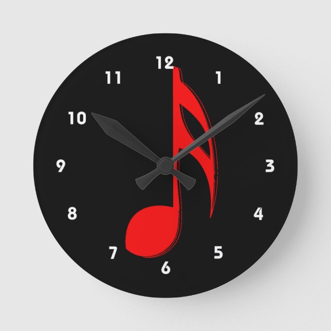 åttondelen noterar röd svart musik design.png rund klocka (Framsida)