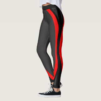 Attoni Mörk Grått Red and Black Side Rand Sports Leggings
