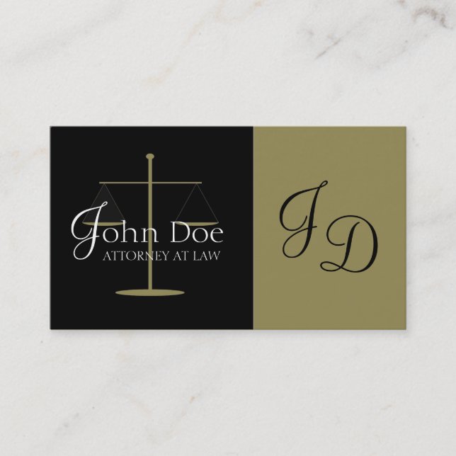 Attorney Antique Guld Monogram Visitkort (Framsida)