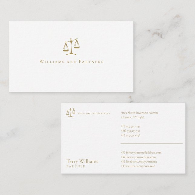 ATTORNEY AT LAG | Elegant Classy Golden Visitkort (Fram/baksida)