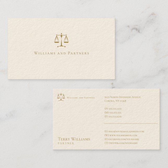 ATTORNEY AT LAG | Elegant Classy Golden Visitkort (Fram/baksida)