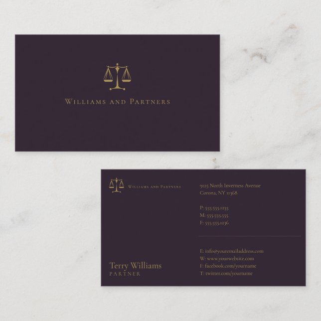 ATTORNEY AT LAG | ELEGANT VISITKORT (Fram/baksida)