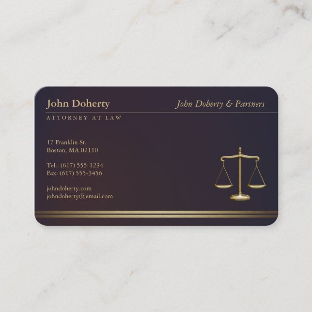 ATTORNEY AT LAG | ELEGANT VISITKORT (Framsida)