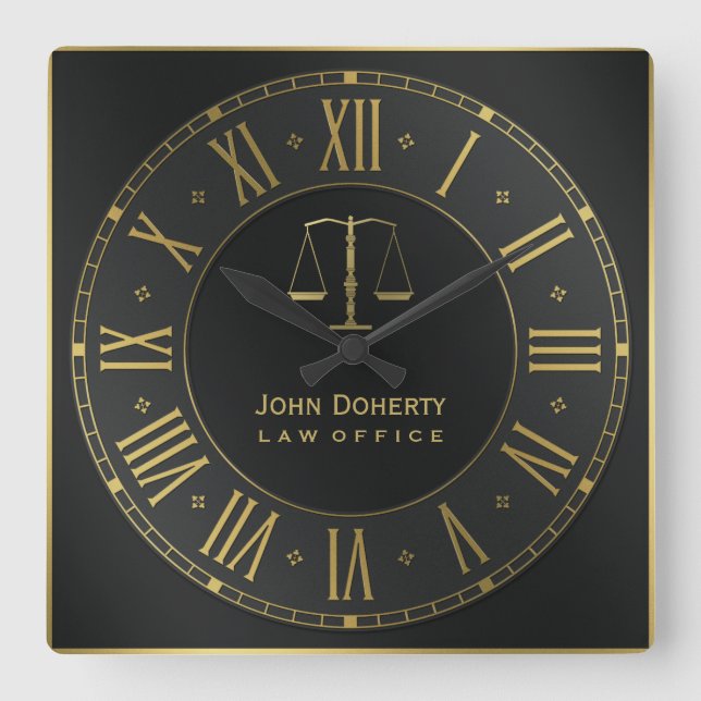 ATTORNEY AT LAG | Golden Personalizable Fyrkantig Klocka (Framsida)