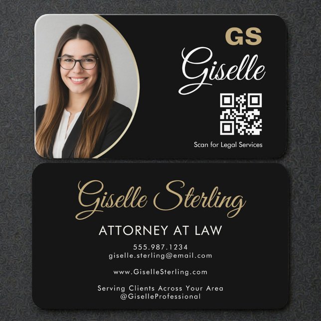 Attorney at Law Black QR Code Gold Photo   Visitkort (Skapare uppladdad)