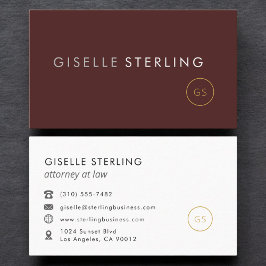 Attorney at Law Burgundy & Gold Visitkort