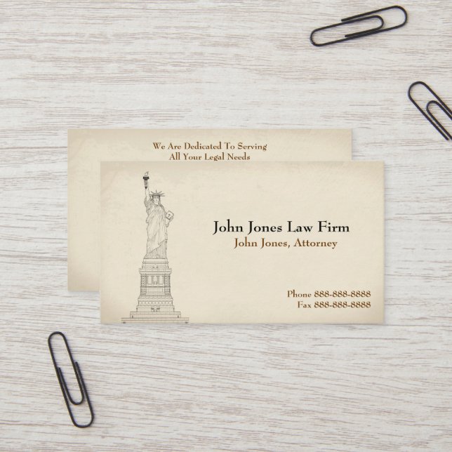 Attorney at Law Frihetsgudinnan Affärskort Visitkort (Fram/Back In Situ)