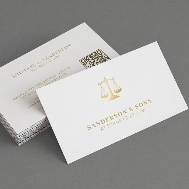 Attorney at law lawyer professional gold white visitkort (Skapare uppladdad)