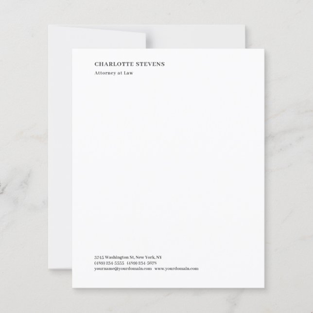 Attorney at Law Minimalist Elegant Paper Sheet (Framsida)