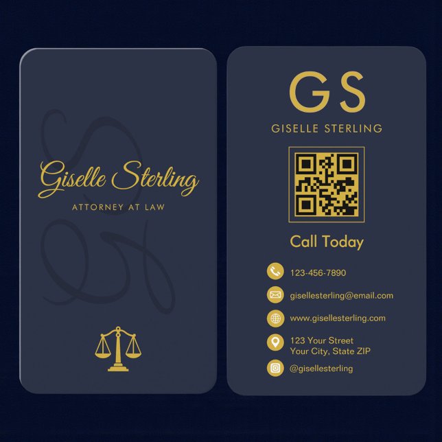 Attorney at Law Navy Blue Gold Visitkort (Skapare uppladdad)