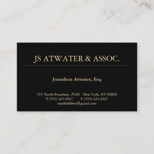 Attorney at Law Professionell Black Classic Visitkort