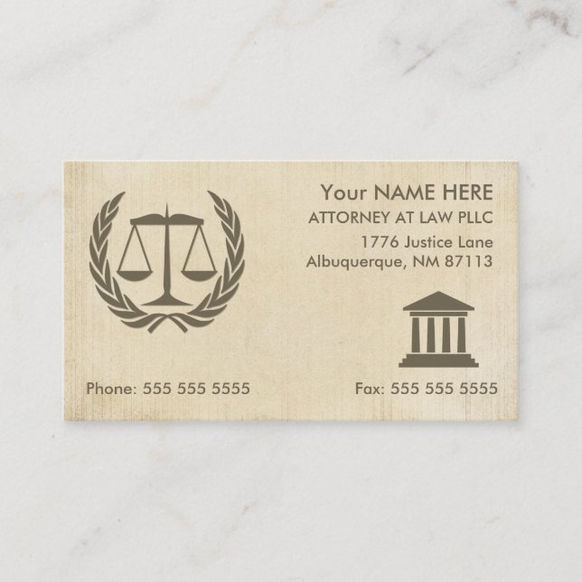 Attorney at Law Vintage Parchment Visitkort (Framsida)