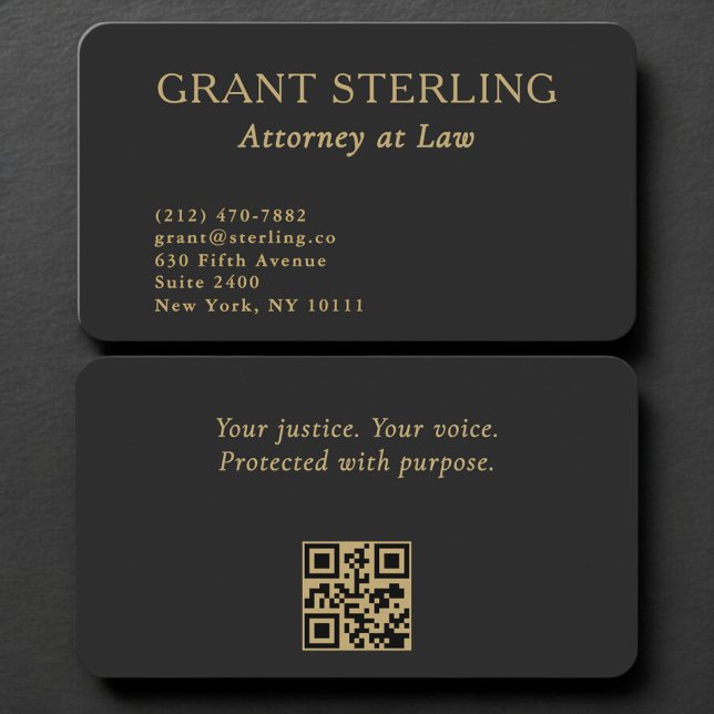 Attorney Black Gold QR Code Professional Visitkort (Skapare uppladdad)