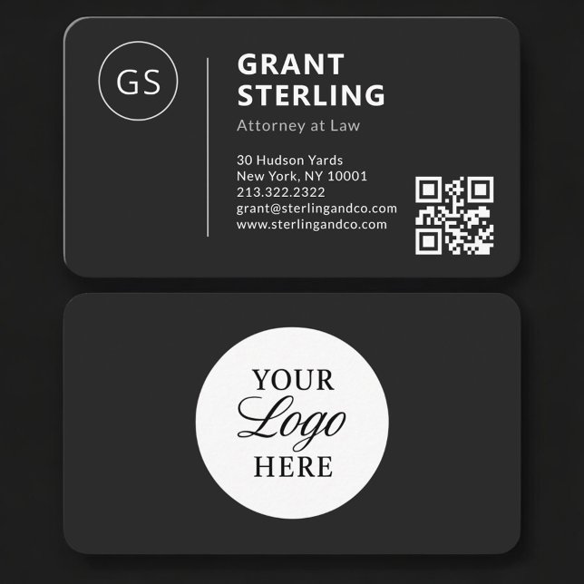 Attorney Black Logo QR Code Professional Visitkort (Skapare uppladdad)