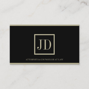 Attorney Black/Tan Square Monogram Plaque Rand Visitkort
