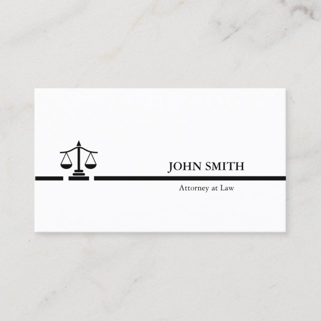 Attorney Black White Professionell minimalist Visitkort (Framsida)