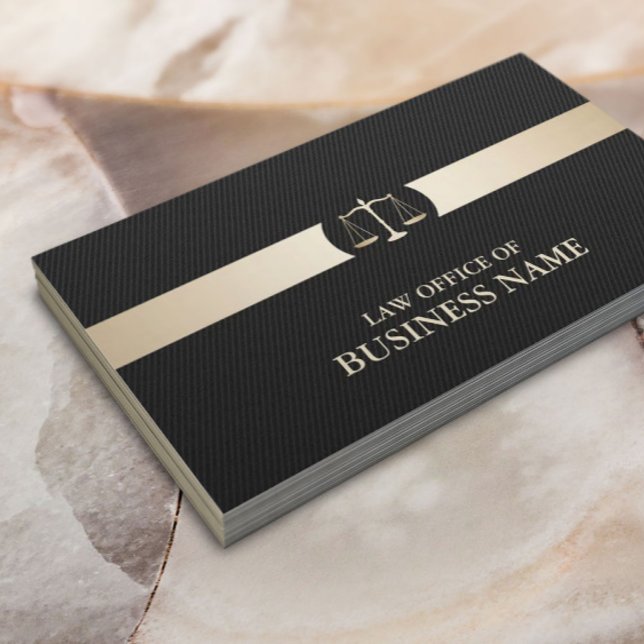 Attorney Carbon Fiber Guld Rand Modern Visitkort (Skapare uppladdad)