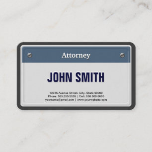 Attorney Coola Car License Plats Visitkort