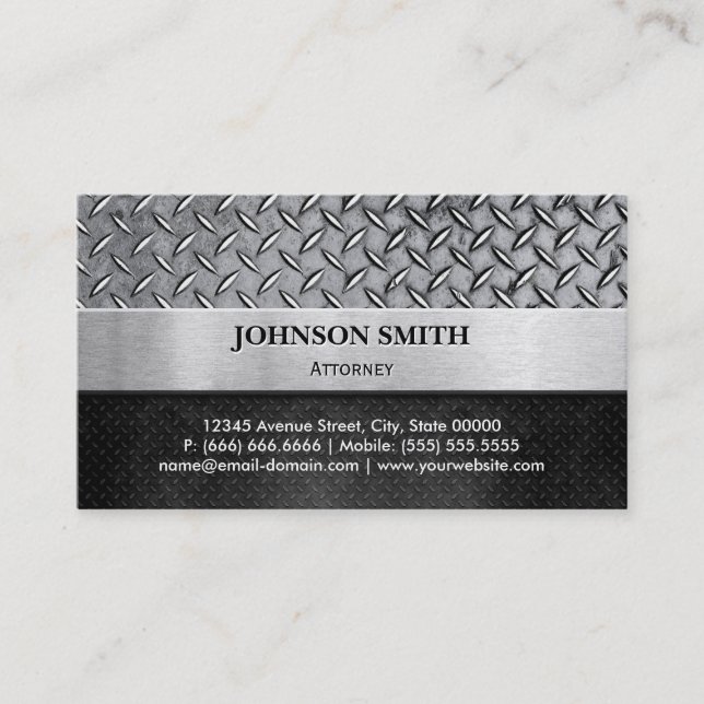 Attorney - Diamond Metall Plate Visitkort (Framsida)