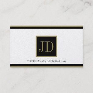 Attorney Golden Black/Guld Square Monogram Plaque Visitkort