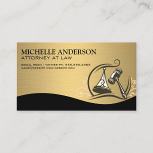 Attorney   Guld Metallic   Gavel Law Logotyp Visitkort