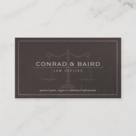 Attorney Justice Scales Mörk Brown Linen look Visitkort